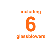 6 glassblowers in a speech bubble