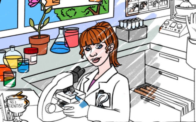 E10 Lady Scientist Colouring In