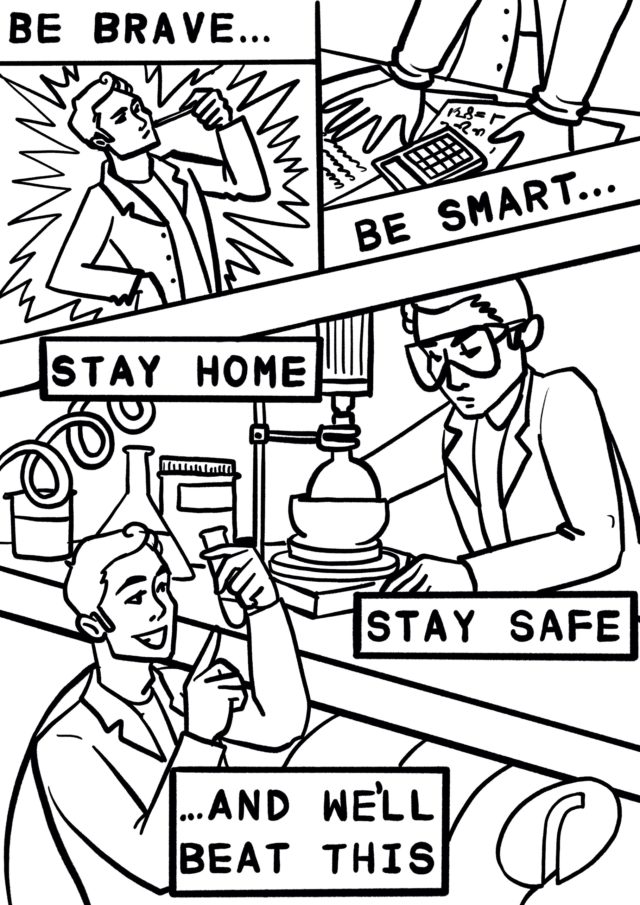 Kids colouring page - Scientist comic strip