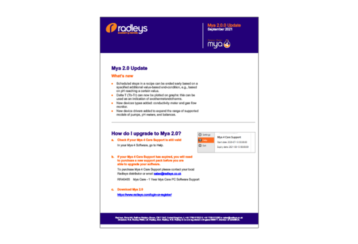 Mya 4 2.0 Software Release