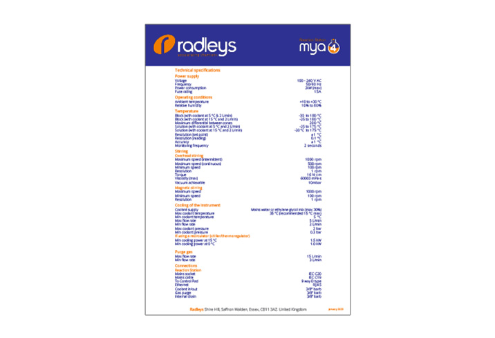 Mya 4 Technical Specifications